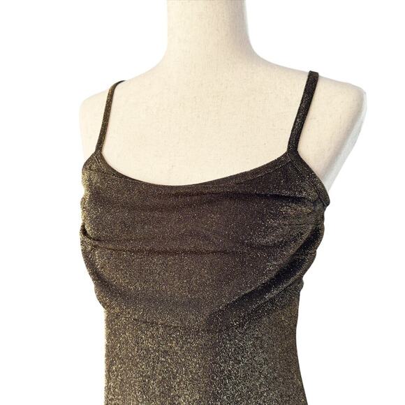 Y2K Vintage 90s Slip Dress S M 4 6 Gold Shimmer Prom Formal RAG whimsygoth 1092 - Picture 3 of 15